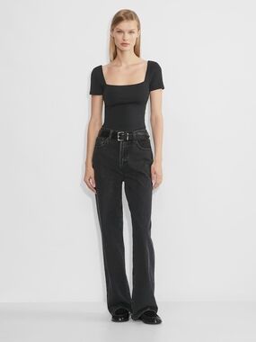 ARITZIA - Square-Neck Short-Sleeve Top - Black